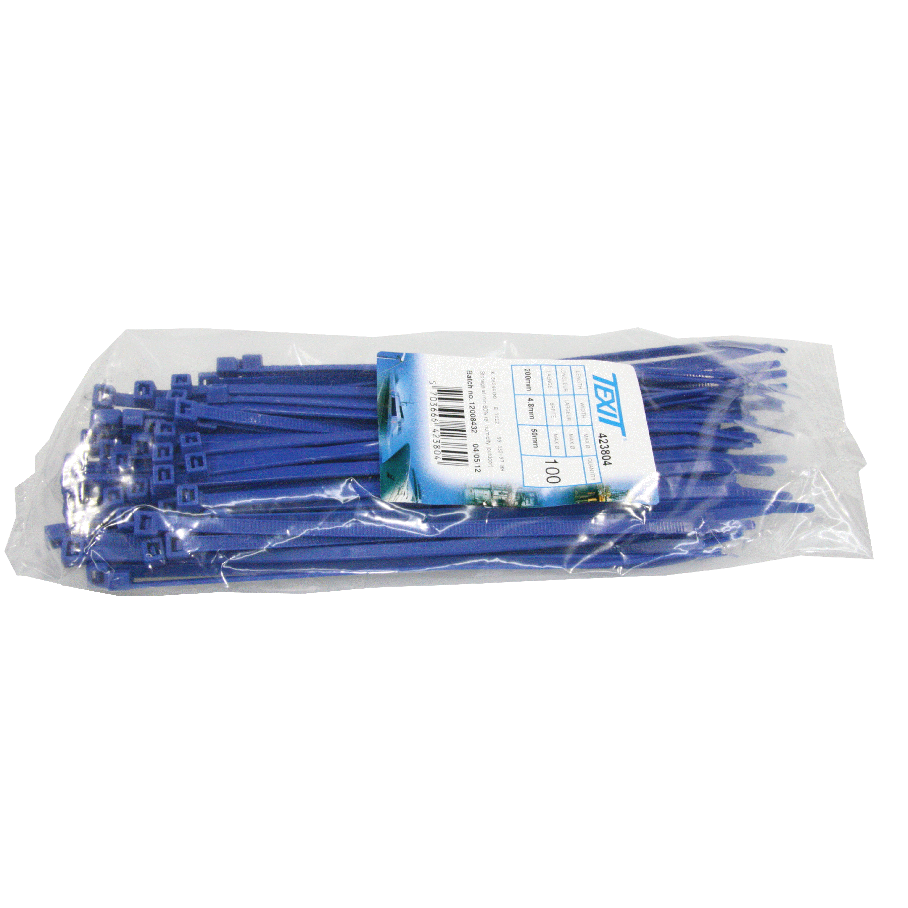 Kabelstrip 200x4,8 blauw 100st