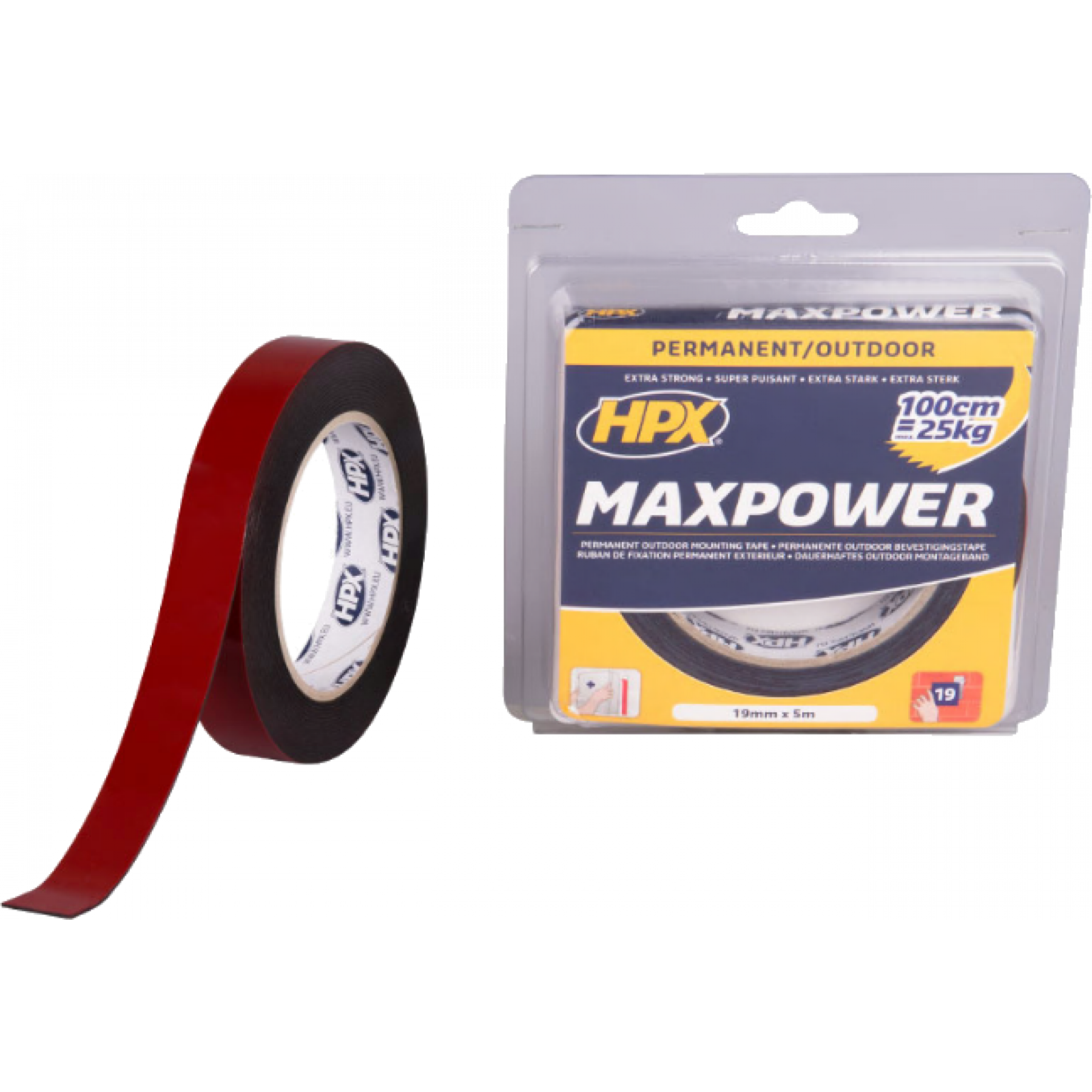Tape 2-zijdig MAX POWER 19mm x 5m