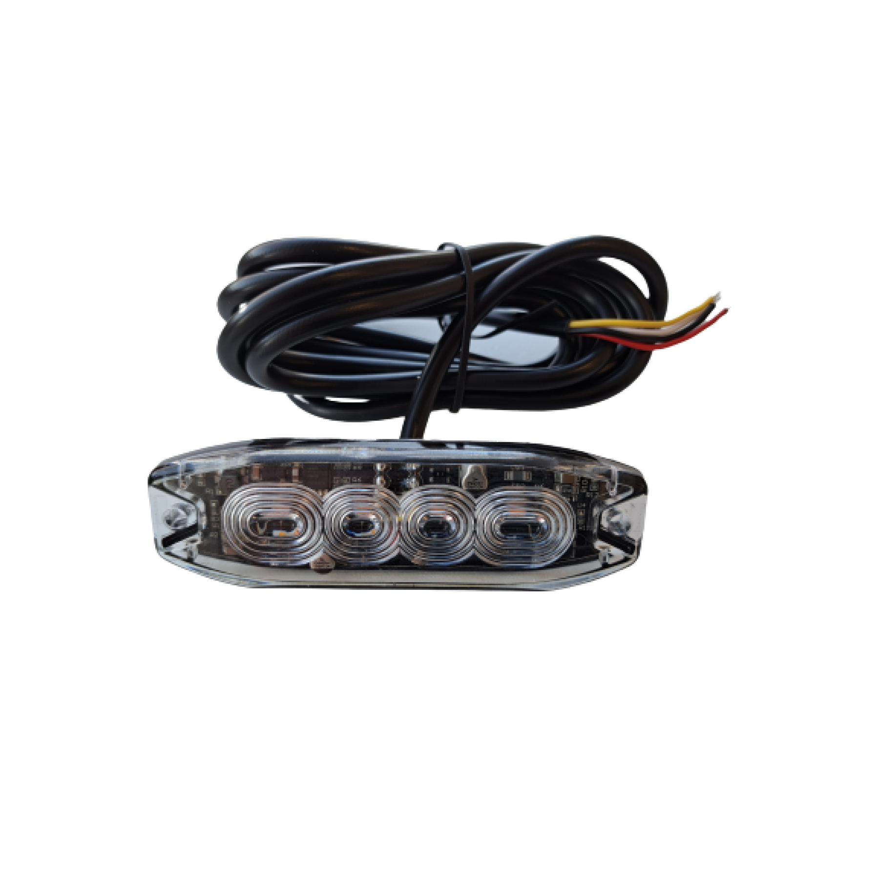 Stroboscoop 12/24v Amber 4 LED plat model (1.5 meter kabel)