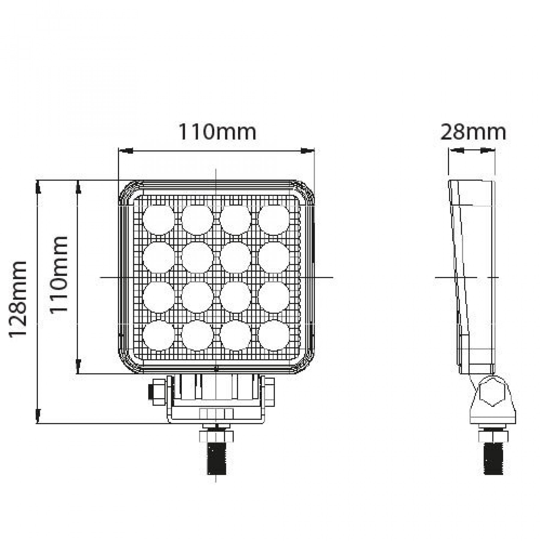 LED werklamp 32W 16 leds kunststof