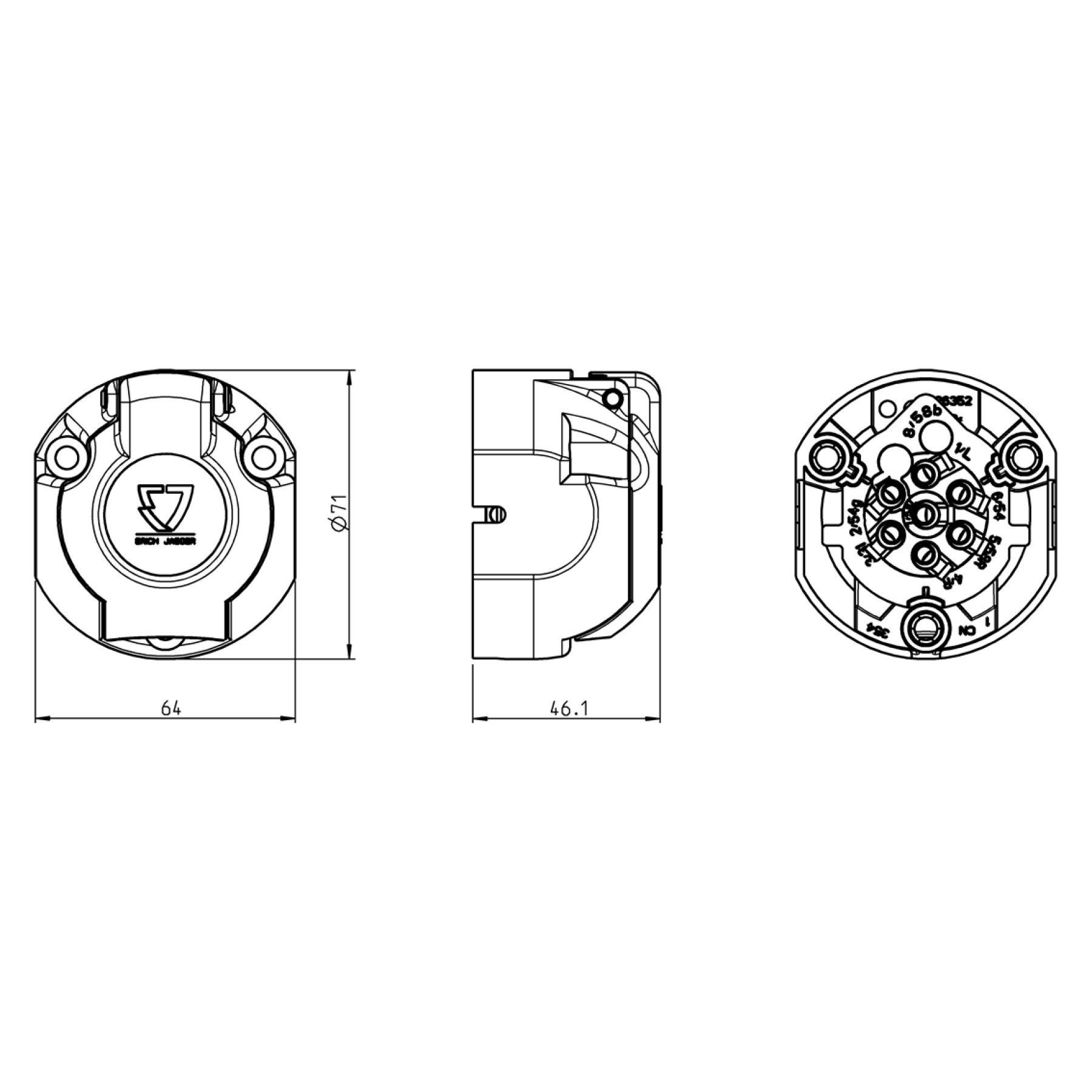Stekkerdoos 7-polig kunststof (JAEGER 101280)