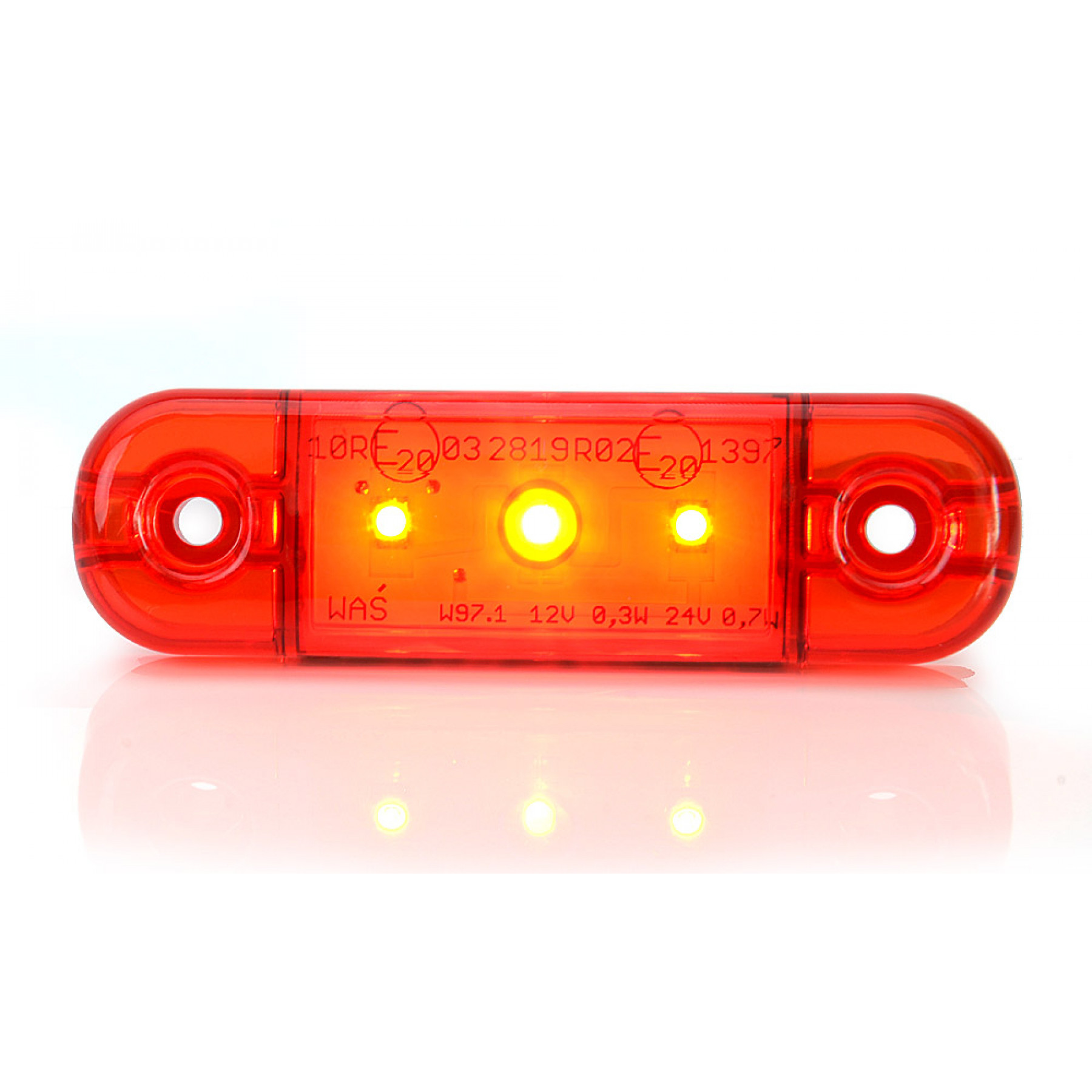 Markeringslamp LED rood 3 led 12/24v
